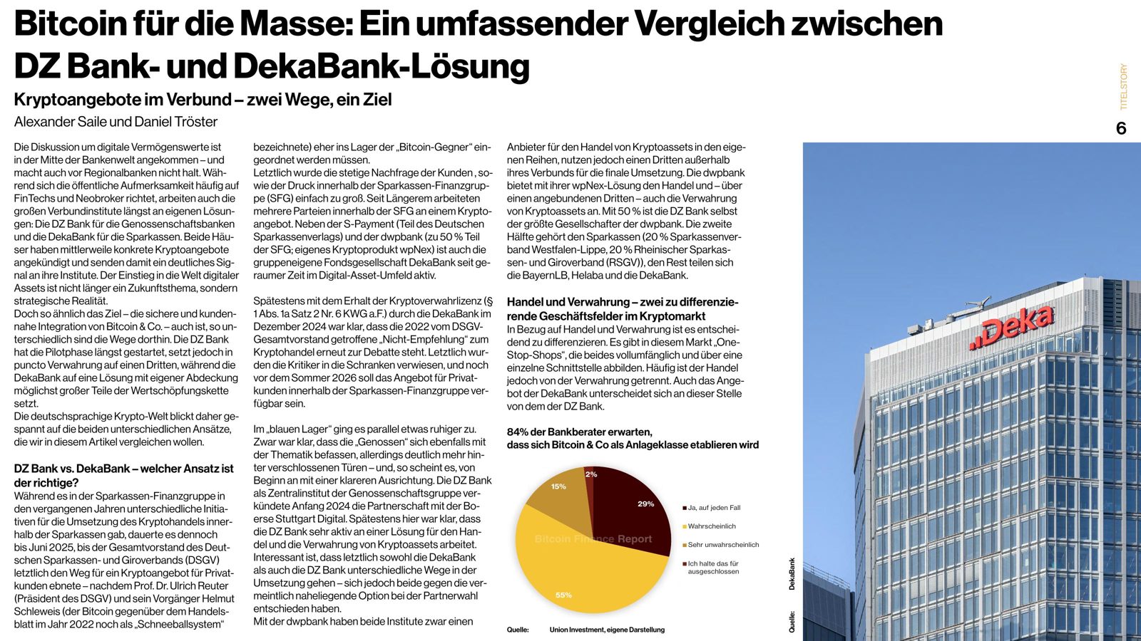 Bitcoin Finance Report — Bitcoin für die Masse: DZ Bank und DekaBank im Vergleich