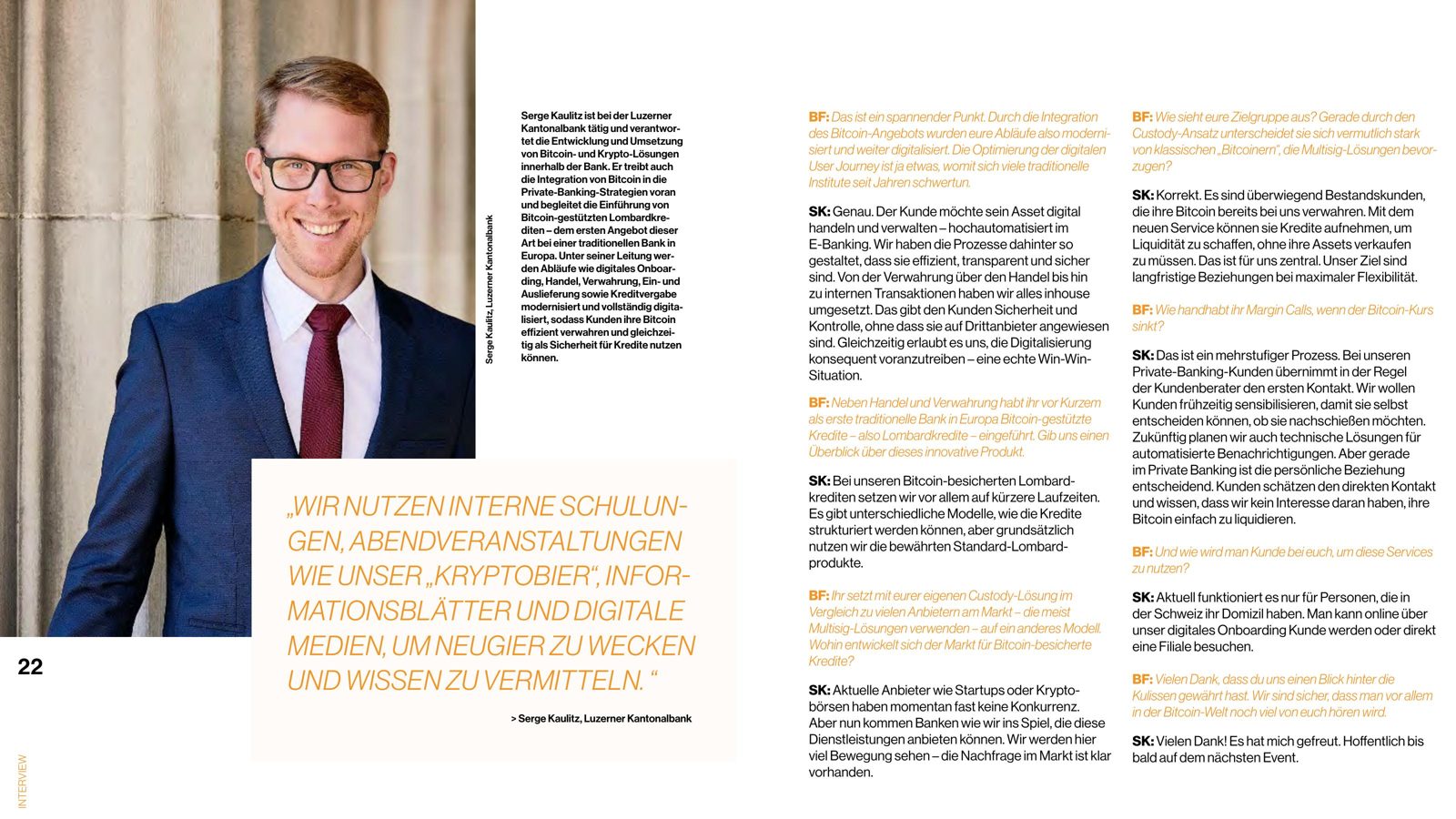 Bitcoin Finance Report — Interview Serge Kaulitz, Luzerner Kantonalbank